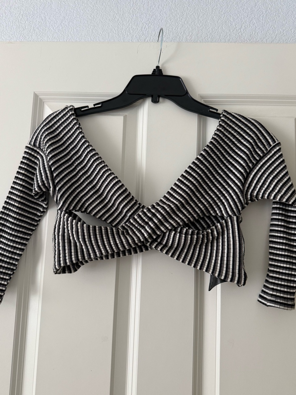 Urban Outfitters Black & White Striped Twist-Front Crop Top